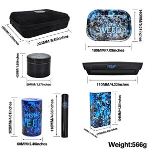 8.86 inches Metal Herb Grinder Rolling Tray Set, Bring a suitcase Premium Grinder, Blue