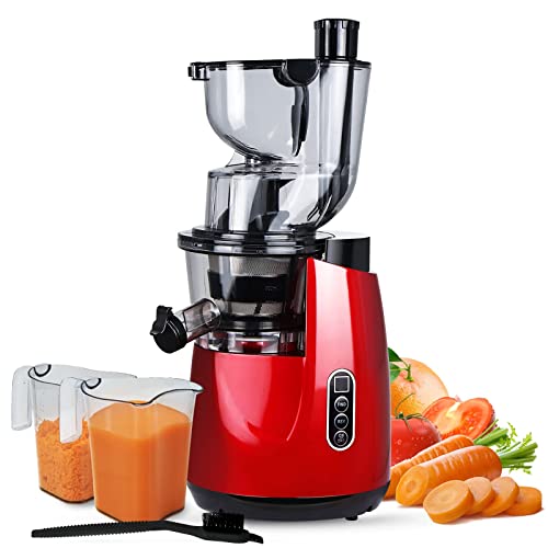 LynTorin Cold Press Juicer Machine, Slow Juicer Cold Press with 3.2" Wide Feed Chute, 200W Slow Masticating Juicer Machine for Vegetable and Fruit, Juicer Machine for Home Use with Brush, Easy to Clean