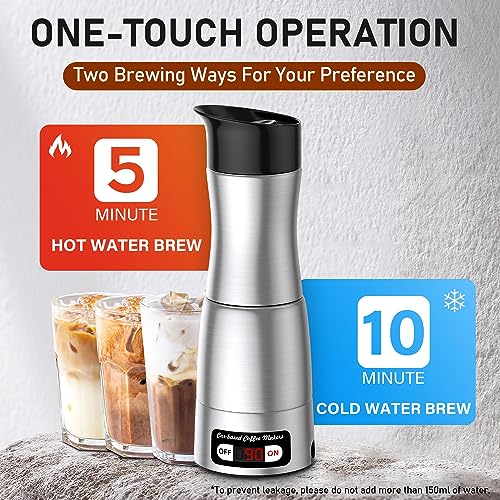 KreeySant Portable Coffee Maker 12V/24V/110V Compact Espresso Machine for Driving Office Home, 3-in-1 Multi-Function Coffee Maker with LCD Screen Display Fast Heating