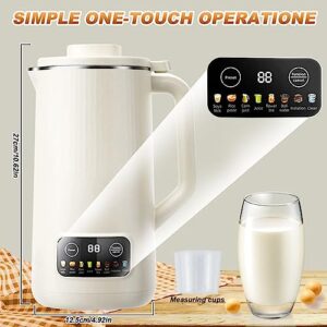 Nut Milk Maker Machine,20 Oz Automatic Cleaning Soy Milk maker with 8 Modes and 10 Leaf Blades,Homemade Almond, Oat, Soy, Etc Grain, Almond Milk Maker Machine with Delay Start Free Filtering and Keep Warm (White)