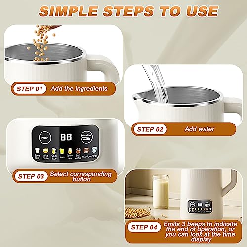 Nut Milk Maker Machine,20 Oz Automatic Cleaning Soy Milk maker with 8 Modes and 10 Leaf Blades,Homemade Almond, Oat, Soy, Etc Grain, Almond Milk Maker Machine with Delay Start Free Filtering and Keep Warm (White)