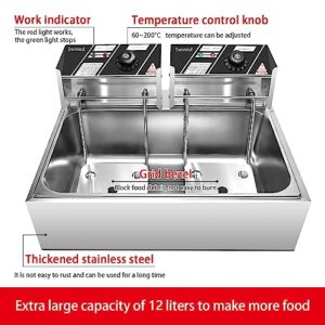 Swinod Commercial Deep Fryer with Basket for Restaurant or Home Use, Detachable Large Capacity Stainless Steel Countertop Electric Oil Fryer with Temperature Control