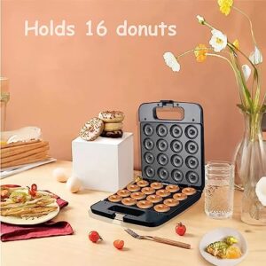 Mini Donut Maker, 1400w Donut Maker Machine, Can Make 16 Donuts, Heated on Both Sides, Non-stick Pan, Suitable for Family Gatherings, Dessert Making for Couples, Dessert Shop (Black)