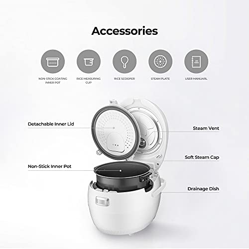 CUCKOO CR-1020F | 10-Cup (Uncooked) Micom Rice Cooker | 16 Menu Options: White Rice, Brown Rice & More, Nonstick Inner Pot, Designed in Korea | White (Renewed)