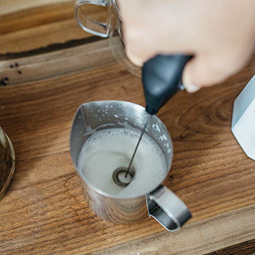 GROSCHE EZ Latte Milk frother and Matcha whisk (Black) Soft touch hand mixer for milk frothing, sauces and dressing, with Long Life Battery Saver system, uses 2 x AA Batteries