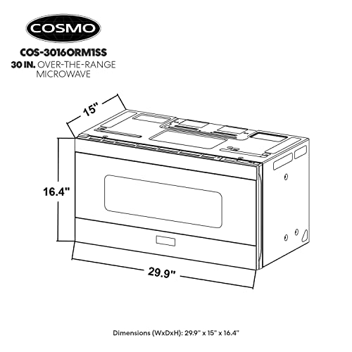 COSMO COS-3016ORM1SS 30 in Over the Range Microwave Oven with 1.6 cu. ft. Capacity