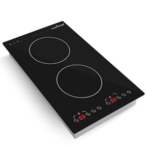 induction cooktop - 120v 2 glass induction burner zones with adjustable temperature settings - 1800w electric induction cooker with digital touch sensor - induction hot plate - 20.47 by 11.42 inches