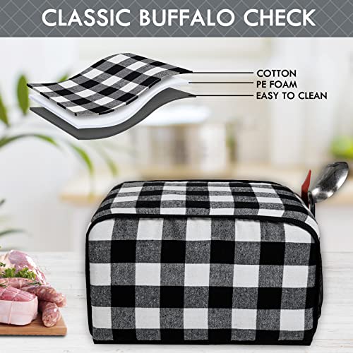 BAGSPRITE Slow Cooker Cover for Crock Pot and Hamilton Beach 6 7 8 Quart Slow Cooker, Oval Crockpot Cover Dust Cover, Appliance Covers Buffalo Check Black