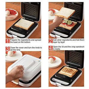 Sandwich Maker, Waffle Iron, 3-in-1 Waffle Maker with Removable Plates, Anti-Overflow Nonstick Grids, Timing Control Button, Easy to Clean, 600W (White)