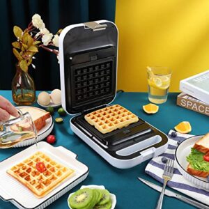 Sandwich Maker, Waffle Iron, 3-in-1 Waffle Maker with Removable Plates, Anti-Overflow Nonstick Grids, Timing Control Button, Easy to Clean, 600W (White)