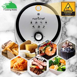 NutriChef Oven 2 Quart-1000w Power Oilless Dry Machine Large Capacity Family Size Air Fryer Removable Deep Non-Stick Teflon Fry Basket, Roasting Plate PKAIR, avarage, Black