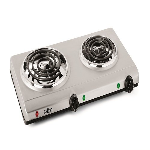 Salton THP-528 Electric Double-Coil Cooking Range, Stainless Steel