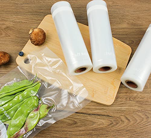 3 Vacuum Seal Rolls, 8 IN x 20 FT, Heavy Duty, Seal A Meal, Puncture Resistant Cut To Size Bags, Compatible with double Seal Machines