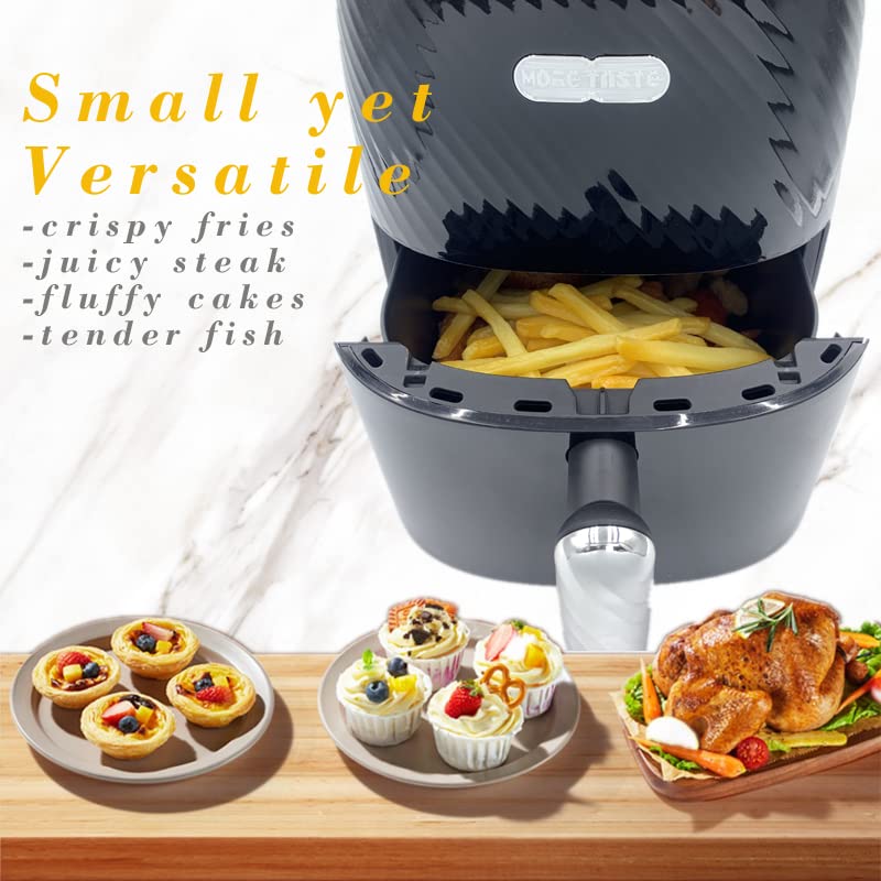 MORE TASTE Mini Air Fryer 2.7QT/3L Small Size Compact for 1-2 People Vortex Air Fry, Broil, Bake, Roasts, Reheats, Dehydrates for Quick Easy Meals, 1500W