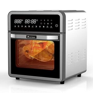 aonbor air fryer toaster oven, 15.5 quart stainless steel convection oven with one-touch control, 10-in-1 countertop combo, dehydrator, toast, pizza, rotisserie