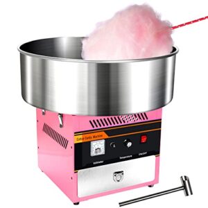 lianqian 980w cotton candy machine, electric cotton candy maker with stainless steel bowl, sugar scoop, storage drawer, commercial candy floss maker for family, party carnival, amusement park-pink