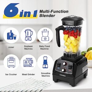 CRANDDI Professional Blenders with Timer for Kitchen, 1500W, 70oz Commercial Blenders for Shakes and Smoothies, Easy to Clean, YL-011 Black