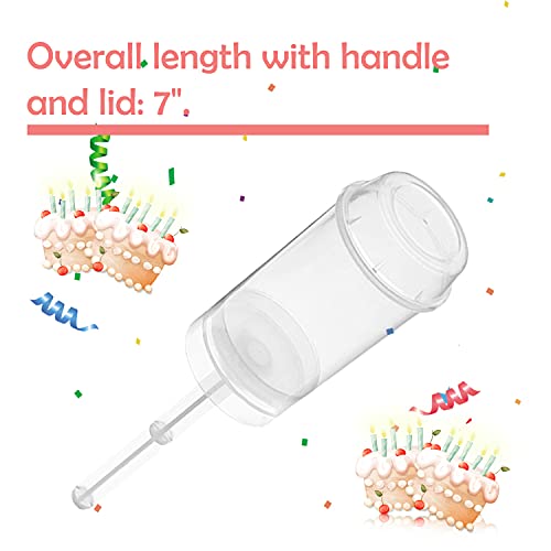 EKIND Round Shape Clear Push-Up Cake Pop Shooter (Push Pops) Plastic Containers with Lids, Base & Sticks, Pack of 40