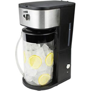 iced tea cold brew iced coffee maker with sliding brew strength selector, loose tea filter, brew basket and 64 oz capacity pitcher - for fruit infused tea or lemonade