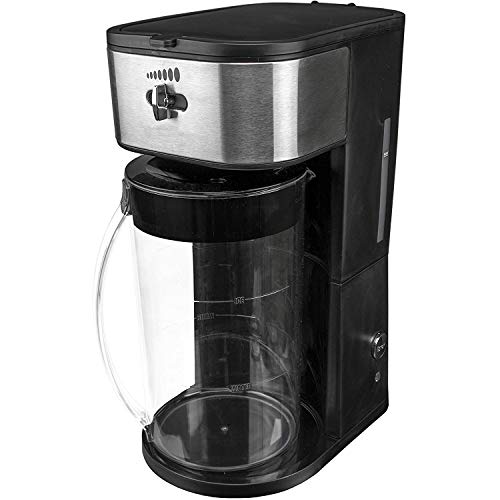 Iced Tea Cold Brew Iced Coffee Maker with Sliding Brew Strength Selector, Loose Tea Filter, Brew Basket and 64 Oz Capacity Pitcher - for Fruit Infused Tea or Lemonade