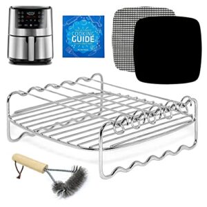 air fryer skewer rack grate compatible with chefman, ultrean, powerxl and more, double rack kabob airfryer accessories for cosori, gowise, nuwave® brio, multi-purpose stainless steel