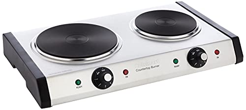 Cuisinart Cast-Iron Double Burner, 11.5"(L) x 19.5"(W) x 2.5"(H), Silver (Renewed)