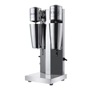 intbuying milkshake mixer milk mixer commercial double heads mixer drink milk shaker 180w+180w with 2 stainless steel cups 800ml/cups , 2 speed adjustable