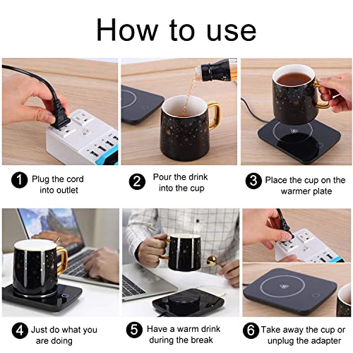 Misby Coffee Warmer for Desk with Auto Shut Off Coffee Mug Warmer,Beverage Cup Warmer for Desk Home Office Use, Coffee Gifts （Black）