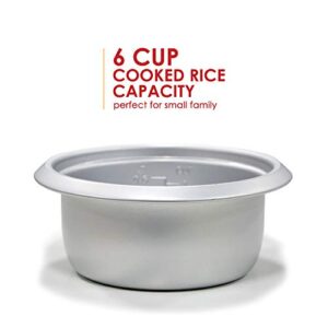 Elite Gourmet Elite Cuisine ERC-003# Electric Rice Cooker with Automatic Keep Warm Makes Soups, Stews, Grains, Hot Cereals, White, 6 Cups Cooked (3 Cups Uncooked)