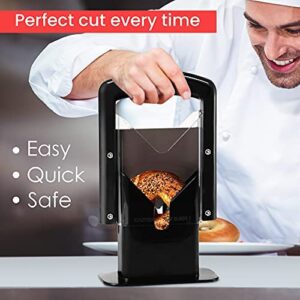 Slyce - Bagel Slicer, Bagel Cutter with Safety Shield and Safe Grip, Bagel Holder for Cutting Large and Small Bagels, Stainless Steel Blade (Black)