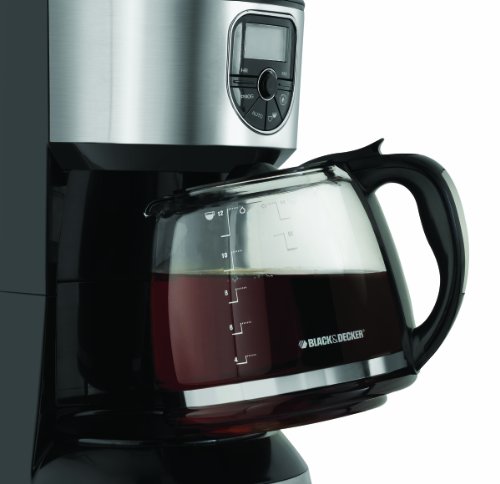 Black+Decker Coffeemaker 12-Cup Programmable Coffee Maker, Silver, CM4000S, Black/Stainless Steel