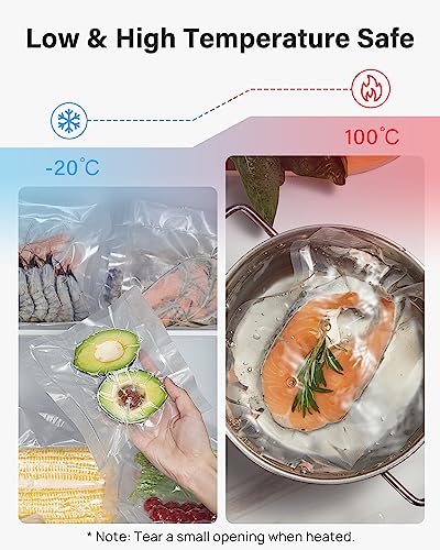 Kootek Vacuum Sealer Bags, 4 Rolls 8"x20' (Total 80 feet), Commercial Grade, BPA Free Food Vac Bags Rolls for Storage, Meal Prep or Sous Vide