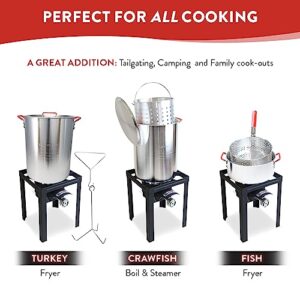 GasOne Turkey Fryer 30 QT Cooker Set and 10 QT Fish Fryer Craw Fish Boiler Steamer Complete Set,Black
