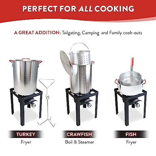 GasOne Turkey Fryer 30 QT Cooker Set and 10 QT Fish Fryer Craw Fish Boiler Steamer Complete Set,Black
