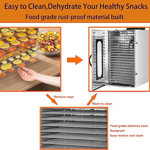 Commercial Food Dehydrator with 20 Trays - Dehydrators for Food and Jerky with Digital Timer and Temperature Control - High Efficiency Food Dehydrator Machine for Jerky/Meat/Fruit/Herb/Vegetable