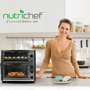 NutriChef Multi-Functional Dual Oven Cooker, Toaster, Broiler Roast And Rotisserie Convection Cooking Ready, Large 42 QT Capacity Dual Tier Oven, For Kitchen Table Or Countertop Use - 1780 watts