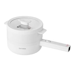 tayama multi-function electric cooking pot & food steamer 1.5l, white, medium