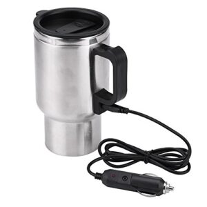 12v car heating cup car heated mug, 450ml electric mug stainless steel travel coffee cup