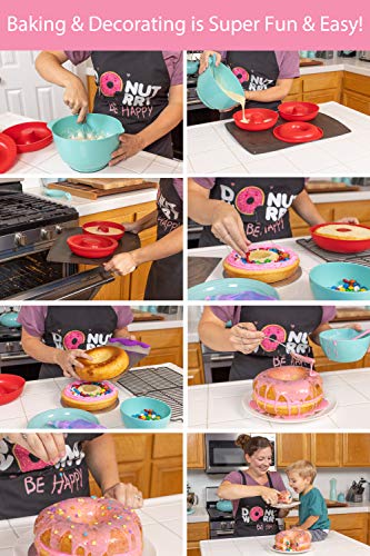 OMG Giant Donut Baking Kit - Nonstick Silicone Giant Doughnut Cake Pan Baking and Decorating Supplies Bundle. Stay Home and Bake Gift Set