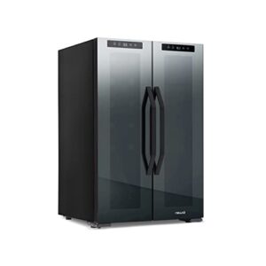 newair 12 bottle/ 39 can wine cooler refrigerator | shadow series | dual temperature zones, freestanding mirrored wine and beverage fridge with double-layer tempered glass door & compressor cooling