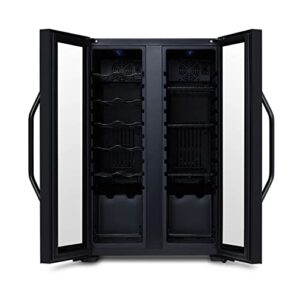 NewAir 12 Bottle/ 39 Can Wine Cooler Refrigerator | Shadow Series | Dual Temperature Zones, Freestanding Mirrored Wine and Beverage Fridge with Double-Layer Tempered Glass Door & Compressor Cooling