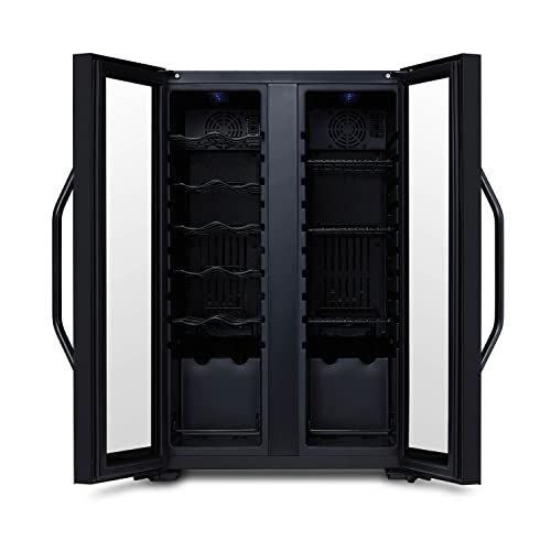 NewAir 12 Bottle/ 39 Can Wine Cooler Refrigerator | Shadow Series | Dual Temperature Zones, Freestanding Mirrored Wine and Beverage Fridge with Double-Layer Tempered Glass Door & Compressor Cooling