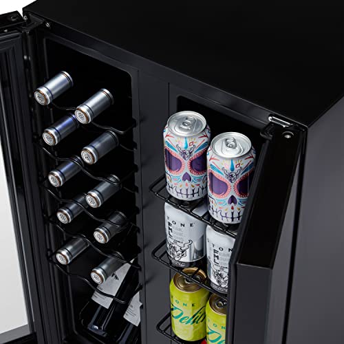 NewAir 12 Bottle/ 39 Can Wine Cooler Refrigerator | Shadow Series | Dual Temperature Zones, Freestanding Mirrored Wine and Beverage Fridge with Double-Layer Tempered Glass Door & Compressor Cooling