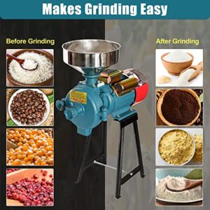 SLSY Electric Mill Grinder 110V 3000W, Commercial Electric Feed Mill Dry Grinder, Heavy Duty Milling Machine Cereals Grinder Rice Corn Grain Coffee Wheat with Funnel