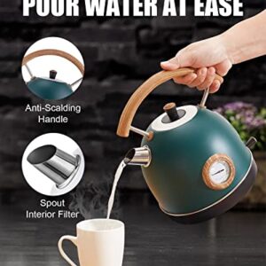 Talafa Electric Tea Kettle with Temperature, 1.7L/1500W Electric Water Kettle with Food Grade Stainless Steel, Hot Water Boiler Teapot for Boiling Water Auto Shut-off and Boil-Dry Protection, Green