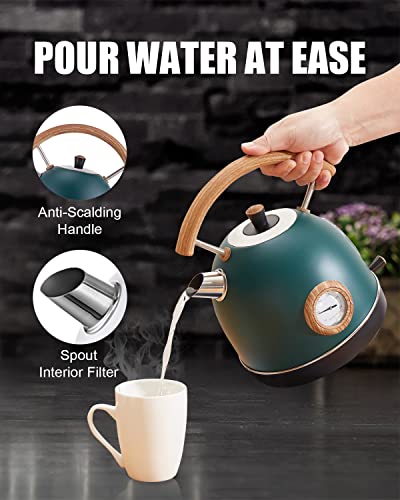 Talafa Electric Tea Kettle with Temperature, 1.7L/1500W Electric Water Kettle with Food Grade Stainless Steel, Hot Water Boiler Teapot for Boiling Water Auto Shut-off and Boil-Dry Protection, Green