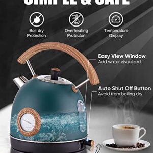 Talafa Electric Tea Kettle with Temperature, 1.7L/1500W Electric Water Kettle with Food Grade Stainless Steel, Hot Water Boiler Teapot for Boiling Water Auto Shut-off and Boil-Dry Protection, Green