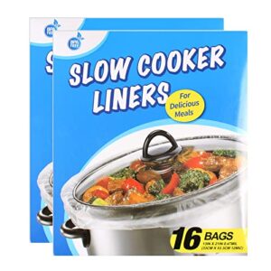 32 bags slow cooker liners, disposable multi use cooking bags,large size fit 3qt to 8qt, plastic bags for slow cooker, pans, aluminum cooking trays, bpa free-13 x 21 inches