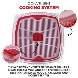 Microwave Vegetable Steamer for Cooking Food Basket Rice Veggie Microwavable Cooker Pot Exultimate