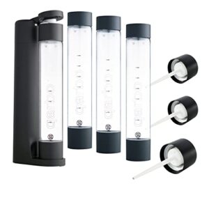 twenty39 qarbo sparkling water maker with 4 bottles, and 3 aircharge caps (black)